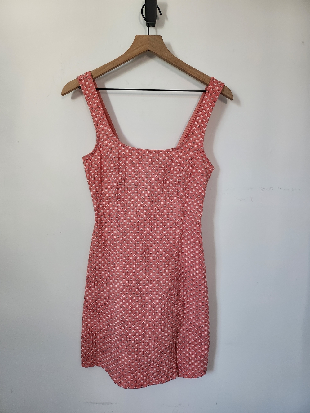 Urban Outfitters Coral Pink Square-Neck Mini Dress